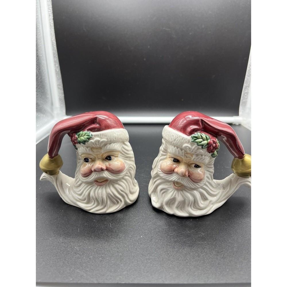 NIB - Fitz And Floyd Omnibus Santa Claus Ceramic Salt And Pepper Shakers